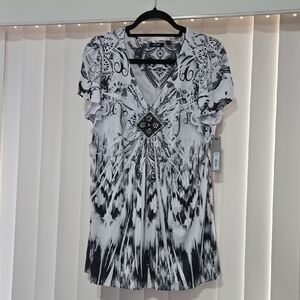 Apt. 9 Black‎ and White Patterned Blouse Size 1X